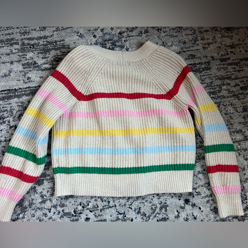 OLD NAVY | Brushed Striped Shaker-Stitch Cardigan Sweater Rainbow - Picture 9 of 10